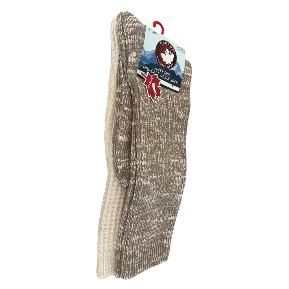 Canada Weather Gear‎ Socks Women's 4-10 Mid-Calf Cabin Soft 2 Pair NEW